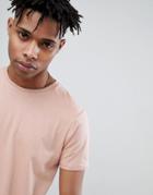 Asos Design Longline T-shirt With Crew Neck In Beige - Beige