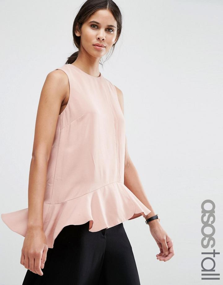 Asos Tall Sleeveless Top With Asymmetric Hem - Pink