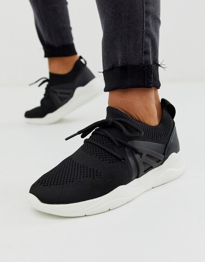Asos Design Discipline Knitted Sneakers In Black
