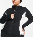 South Beach Plus Color Block Zip Through Jacket In Black And White