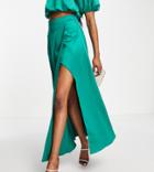 Collective The Label Exclusive Slit Midaxi Skirt In Emerald - Part Of A Set-green