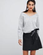 Selected Femme Leather Wrap Skirt - Black