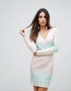 Forever Unique Ombre Panel Mini Bodycon Dress - Multi