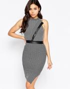 Amy Childs Tamara Asymmetric High Neck Mini Dress - Gray