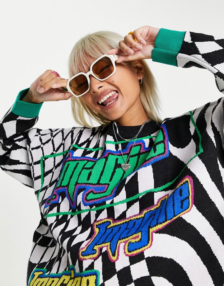 Urban Revivo Knitted Sweater In Graphic Print-multi