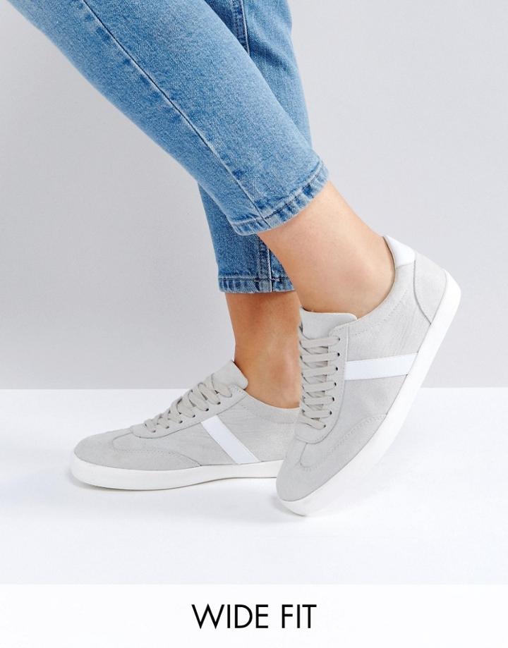 Asos Delphine Wide Fit Stripe Lace Up Sneakers - Gray