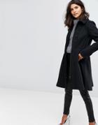 Y.a.s Buttoned Skater Coat - Black