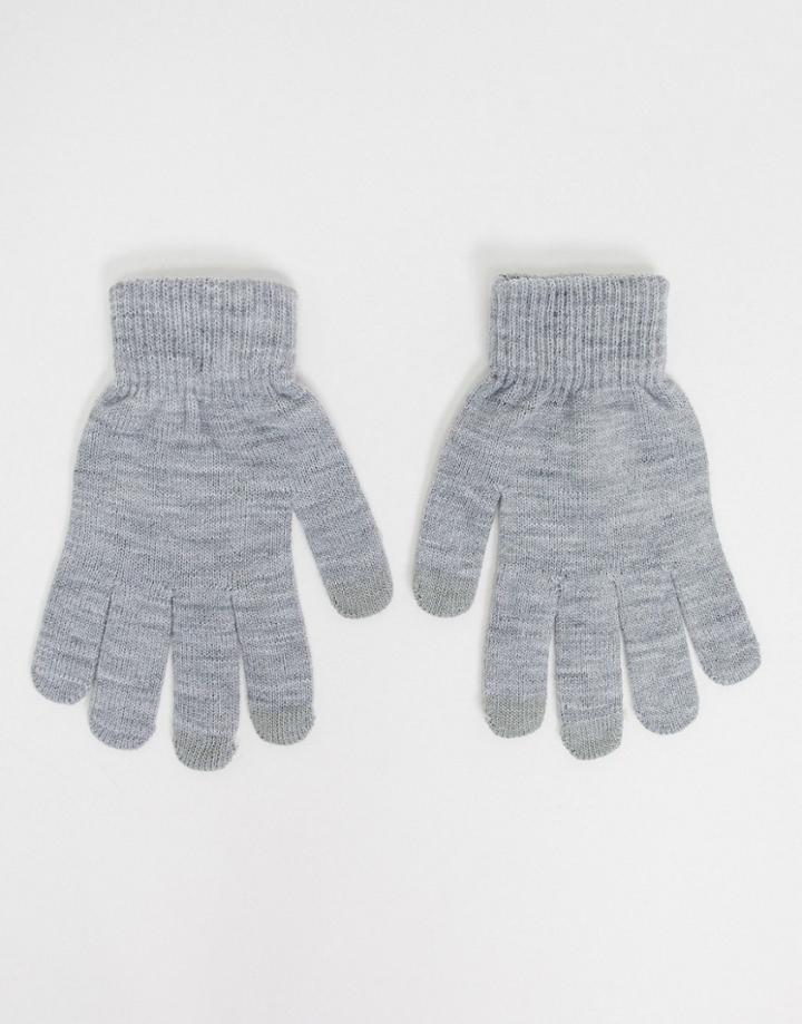 Svnx Touch Screen Gloves In Gray Heather-grey