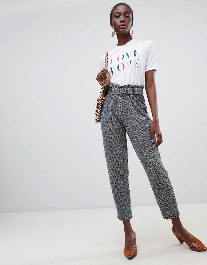 Pieces Paperbag Waist Pants-black