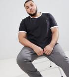 Farah Plus Groves Slim Fit Ringer T-shirt In Black - Black