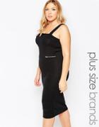 New Look Plus Fitted Pencil Dress With Zip Detail - Black