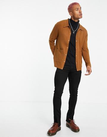 Rudie Longline Collared Cardigan-brown