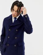 Harry Brown Premium Wool Blend Pea Coat - Navy