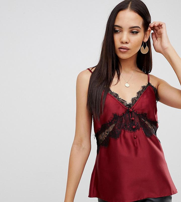 Asos Design Tall Lace Detail Cami-red