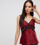 Asos Design Tall Lace Detail Cami-red