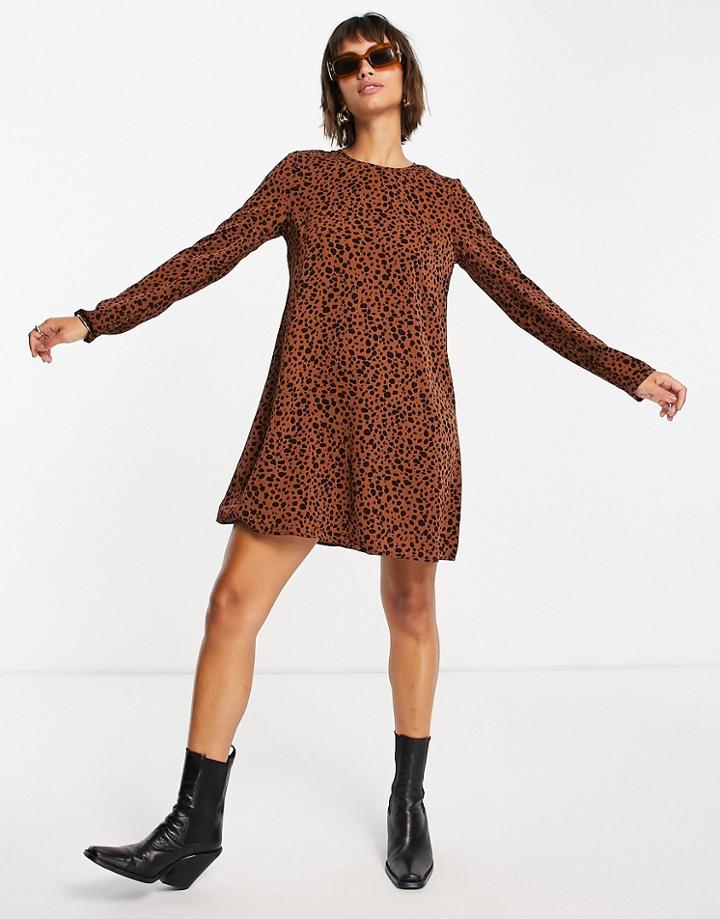 Glamorous A Line Swing Dress In Brown Animal Print