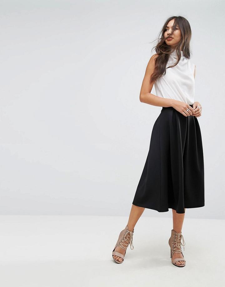 Outrageous Fortune Full Prom Scuba Midi Skirt - Black