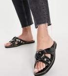 River Island Wide Fit Hardware Crossover Sandals In Black