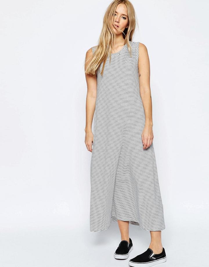 Asos Swing Maxi Dress In Natural Stripe - Multi