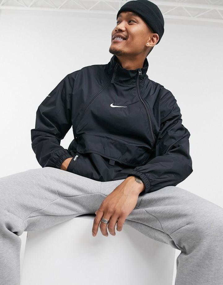 Nike Air Woven Overhead Windbreaker Jacket In Black
