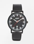 Limit Black Leather Watch With Date - Black