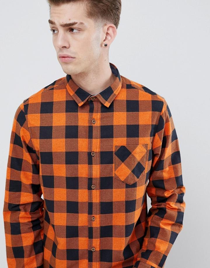 Brave Soul Flannel Buffalo Plaid Shirt - Brown