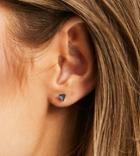 Kingsley Ryan Abalone Effect Triangle Stud Earrings In Sterling Silver