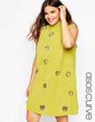 Asos Curve Suede Dress With Ring Detail - Yellow