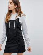 Pull & Bear Stripe Pinafore - Black