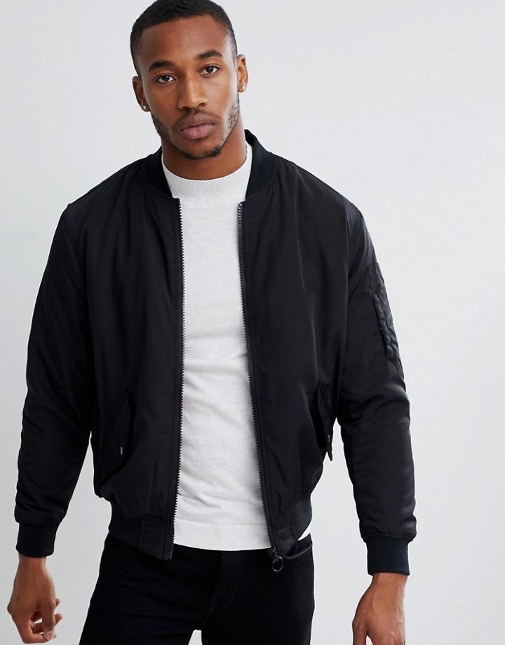 Bershka Bomber In Black
