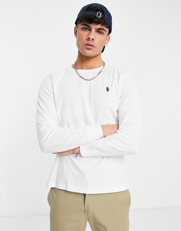 Polo Ralph Lauren Icon Logo Long Sleeve Top In White