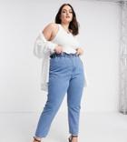 In The Style Plus X Billie Faiers Paperbag Waist Jeans In Blue-blues
