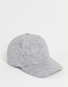 Asos Design Felt Baseball Cap In Charcoal-grey