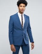 Farah Skinny Suit Jacket In Blue - Blue
