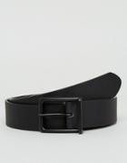 Asos Wide Faux Leather Belt In Black With Matte Black Buckle - Black