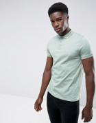 Asos Short Sleeve Polo In Jersey In Green - Green