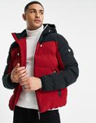 Armani Ea7 Train Athletic Color Block Puffer Jacket In Red/navy