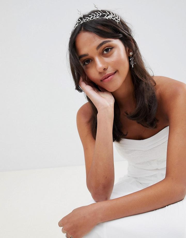 Asos Design Statement Sparkle Occasion Hair Crown - Silver