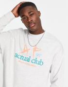 Asos Actual Oversized Sweatshirt With Front And Back Graphic Prints In White Heather
