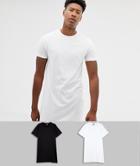 Asos Design Tall 2 Pack Super Longline T-shirt With Crew Neck Save-multi