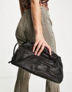 Topshop Premium Leather Large Clutch-black