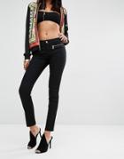Versace Jeans Skinny Mid Rise Jeans With Zip Pockets - E899 Black