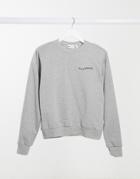 Asos Design Slogan Sweatshirt With Padded Shoulders In Gray Heather-grey