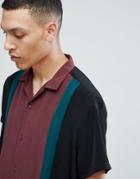 Asos Regular Fit Viscose Cut And Sew Shirt With Revere Collar In Black - Black
