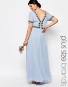 Lovedrobe Deep Back Maxi Dress With Full Skirt And Embellishment - Blue