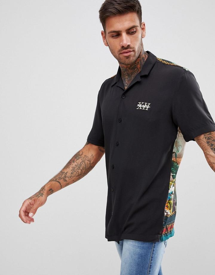 River Island Revere Collar Shirt With Cheetah Print In Black