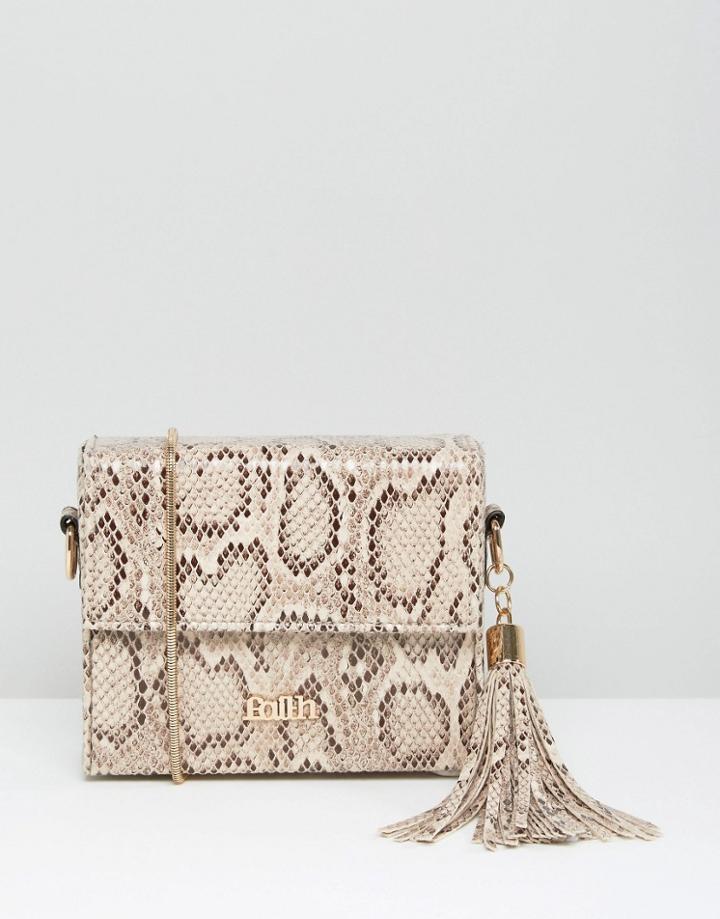 Faith Faux Snake Box Shoulder Bag With Tassel - Multi
