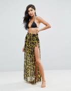 Asos Cheetah Print Chiffon Sarong - Multi