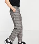 New Look Tapered Smart Pants In Dark Gray Check-grey