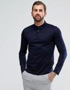 Hugo By Hugo Boss Demons Slim Fit Mercerised Long Sleeve Polo Shirt In Navy - Navy